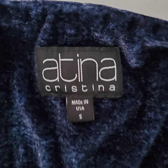 Atina Christina Velvet Halter Top Draped Navy Blue Sz S Y2K Party Coquette Glam - Picture 5 of 9